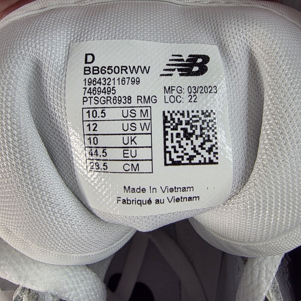 New Balance 650R‎ Triple White Men's Size 10.5 High Top Sneakers Basketball NEW - Picture 7 of 8